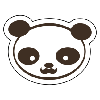 Young Panda Funny Moustache Sticker (Brown)
